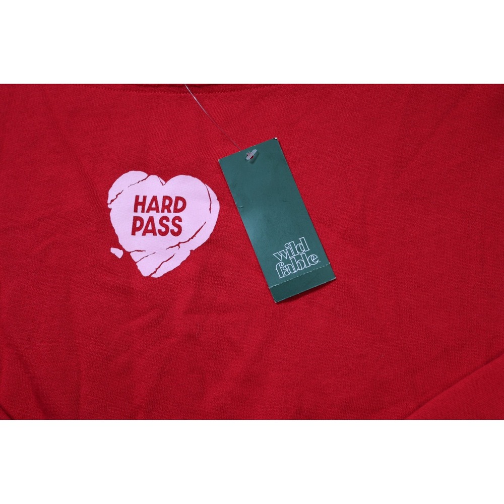 Wild Fable Riviera Red Hard Pass Graphic Off Shoulder Sweatshirt S P616X6 - Picture 3 of 6